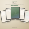 Free ADHD digital planner cover page titled Clarity, hyperlinked 9-section wellness planner