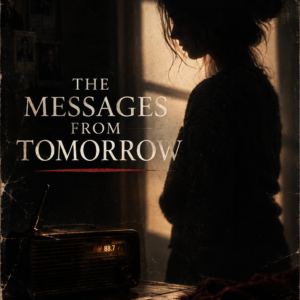 The 11:17 Messages psychological thriller novel cover featuring a mysterious woman, dark doorway, and ominous phone messages