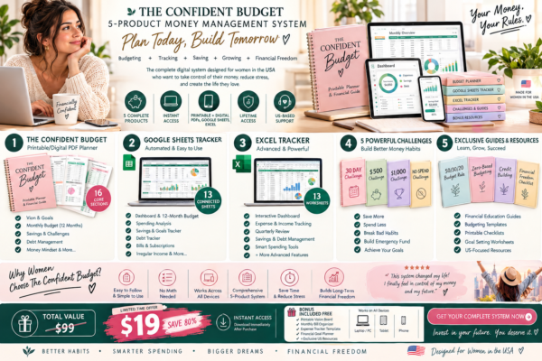 Budget planner for women - The Confident Budget 5-product money management system