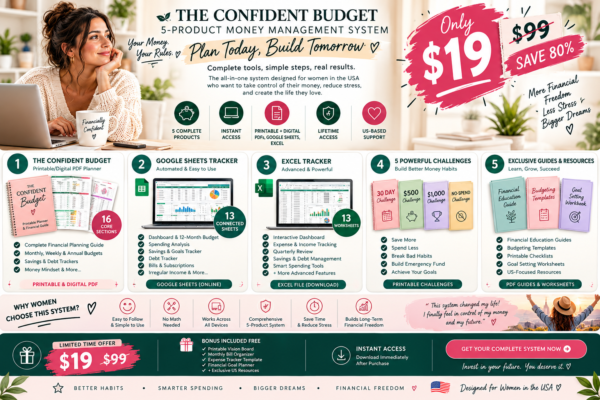 Budget planner for women - The Confident Budget 5-product money management system